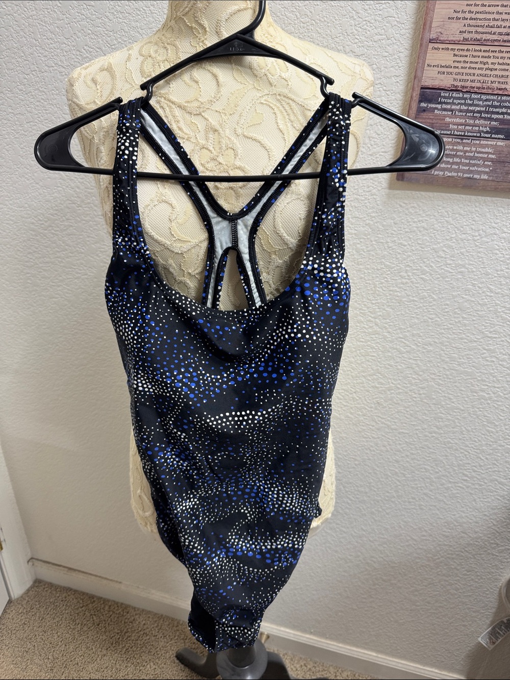 Speedo Women’s Blue & Black Printed One-Piece Swimsuit